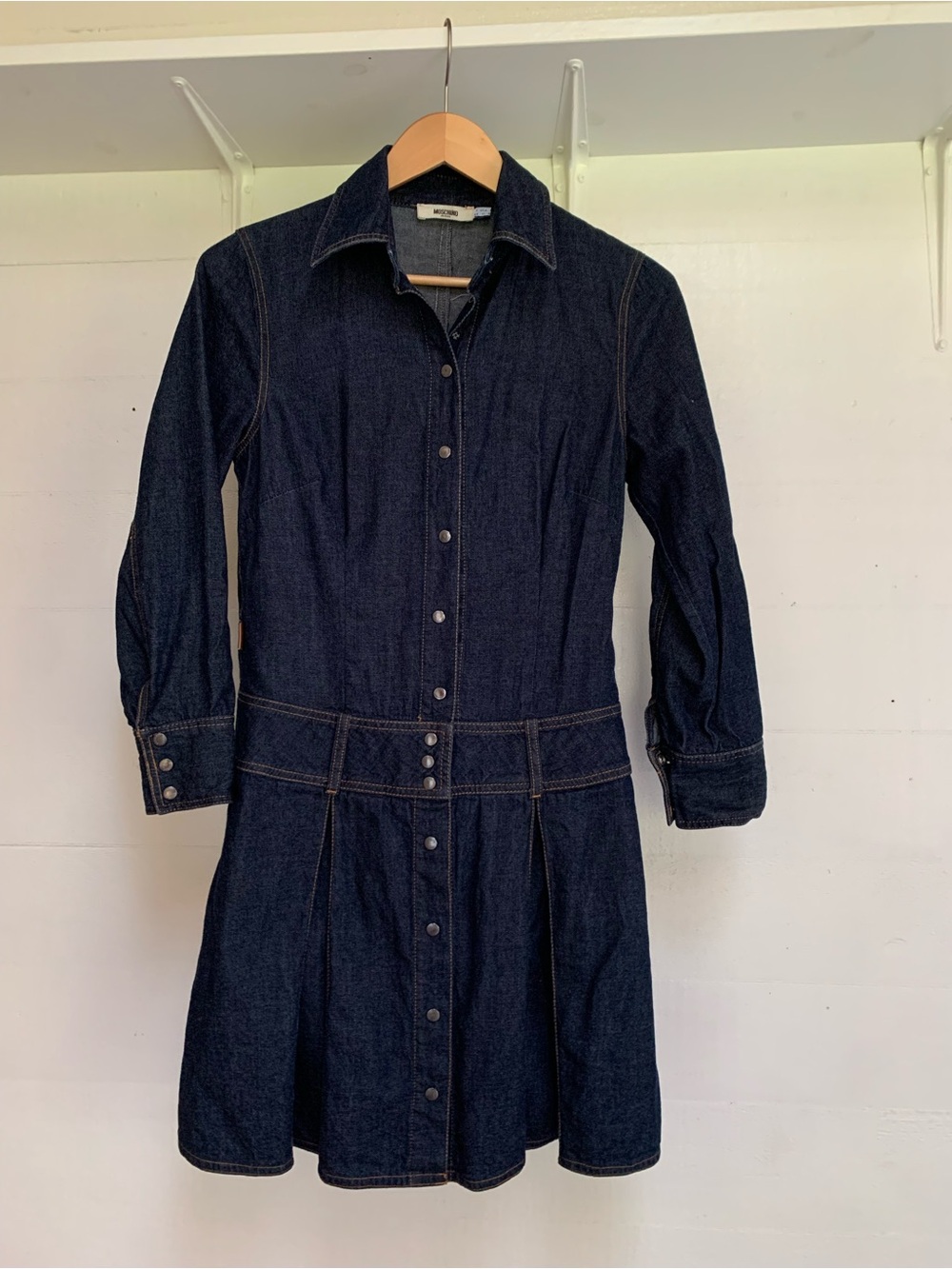 Moschino Dark Indigo Denim Long-Sleeve Shirt Dress